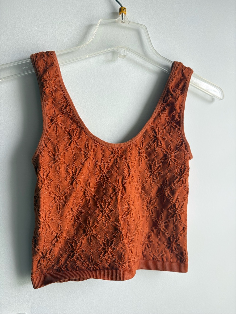 Forever 21 Rust Orange Floral Textured Knit Tank